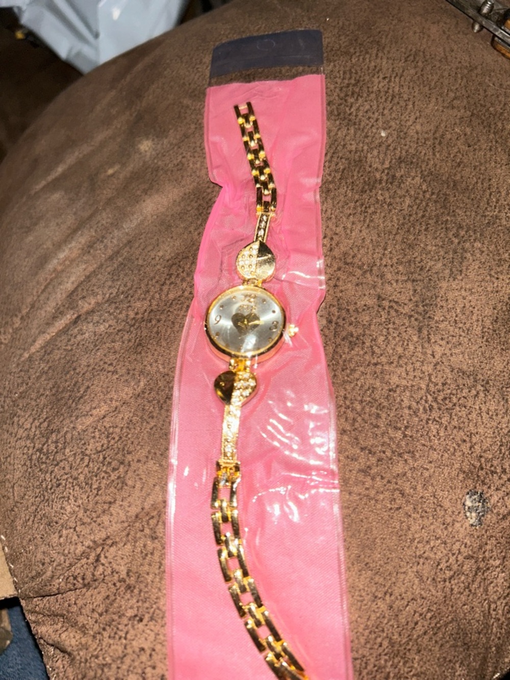Gold-Tone Women's Dress Watch - Pink Accent